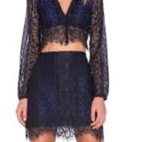 For Love & Lemons navy and black Lyla set top and skirt size xs - Picture 3 of 9